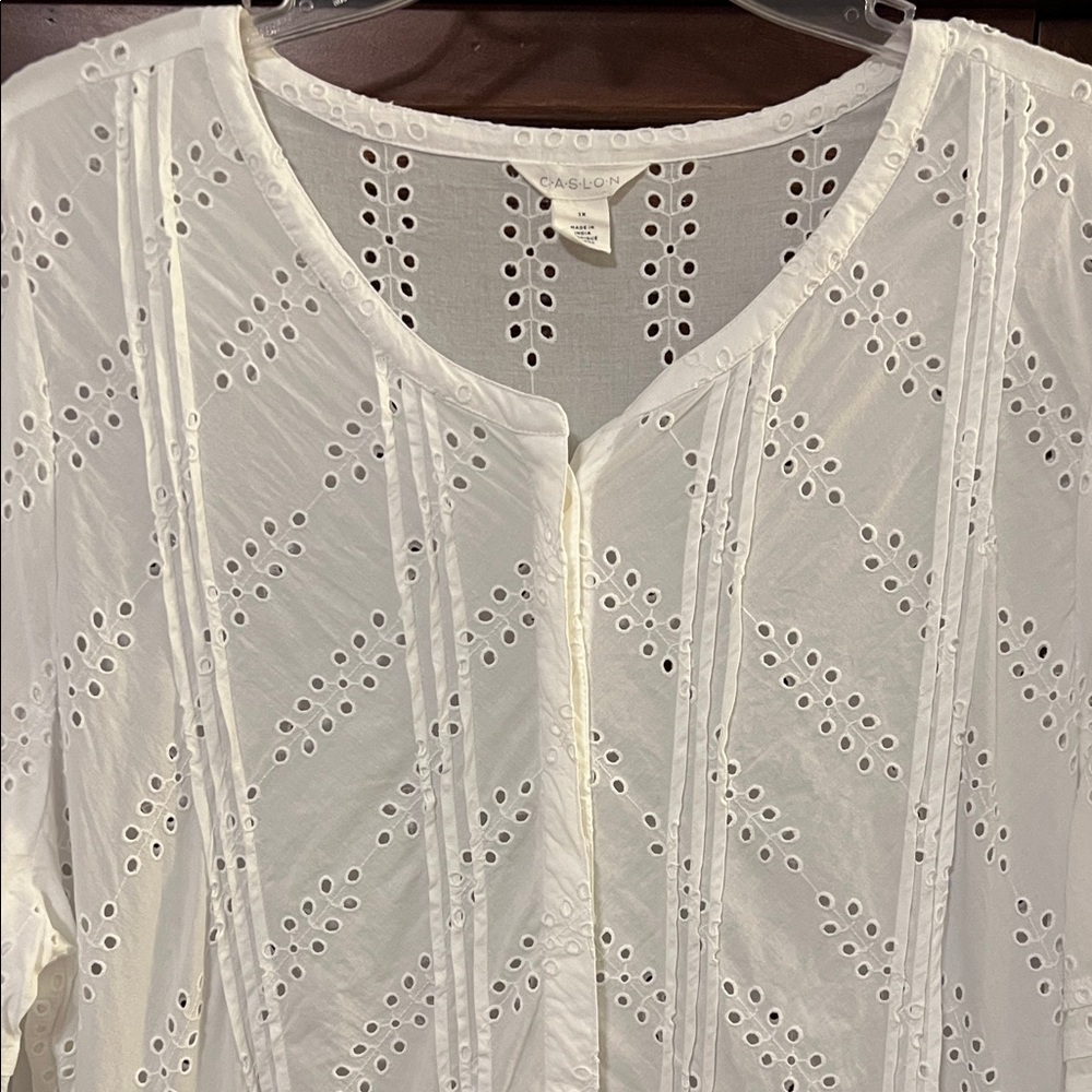 Caslon Elegant White Eyelet Dress - Picture 5 of 10